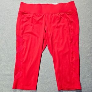 NWT Lane Bryant‎ Womens Capri Leggings Mens 26/28 Red Stretch High Elastic Waist